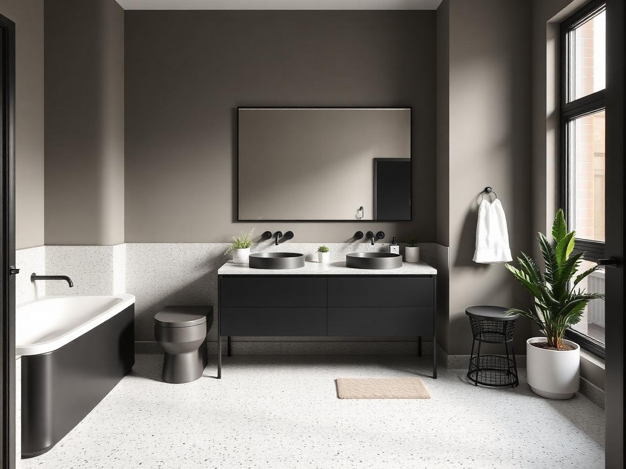 Mørkt designbad i Sandnes